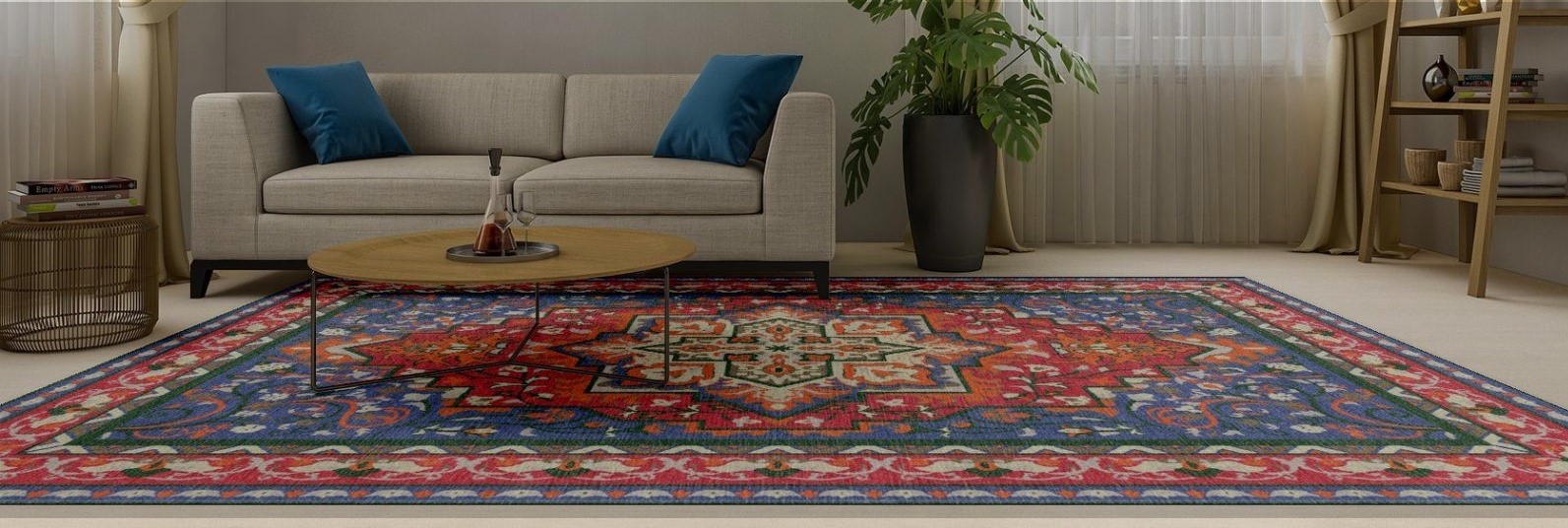 A finished Novo rug woven from selected colours
